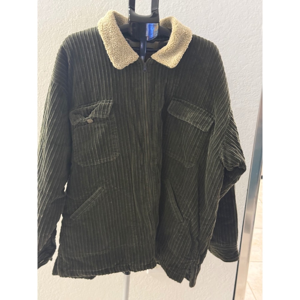 Arizona Jean Co Mens Corduroy Sherpa Lined Jacket Olive Green Full Zip XXL